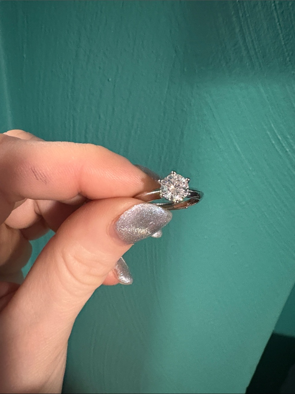 Sterling Silver Solitaire CZ Ring - Silver Adjustable